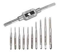 Saipor 10pcs Micro Taps Bit Pequeño Tornillo de mano Rosca Machos M1M3.5 HSS Mini Métrico Plug Tap Tornillo Tap Taladro Juego de Taladro Herramienta de Tapping con Llave de Grifo Ajustable 11614