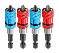 Saipor 4pcs Adjustable Screw Depth Screwdriver Bit Holder with S2 Phillips 2 Screw Driver Bits, 1/4 Inch Hex Shank Magnetic Steel Screwdriver Drywall Screw Bit (Red+Blue)