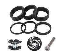 Saipor 9 unidades de 1 1/8 pulgadas para manillar de bicicleta de 2/3/5/10 mm, juego de espaciadores de aluminio para bicicleta de montaña de carretera (negro)