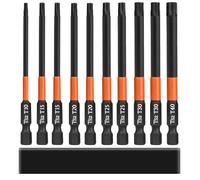 Saipor Juego de 10 puntas Torx de 100 mm de longitud, Destornilladores Largos, vástago hexagonal magnético de 1/4 pulgadas, juego de destornilladores Torx de acero S2, T10, T15, T20, T25, T30, T40