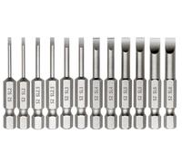 Saipor Juego de 12 puntas ranuradas de 50 mm de longitud, destornillador ranurado para atornillador de impacto, vástago hexagonal magnético de 1/4 pulgadas, juego de puntas de destornillador eléctrico