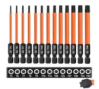 Saipor Juego de 13 puntas Torx de 75 mm de largo (T5-T40), acero S2 de 1/4 pulgadas, vástago hexagonal magnético, puntas largas para destornillador inalámbrico