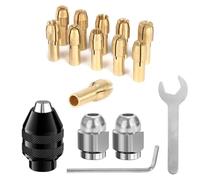 Saipor Juego de 16 portabrocas de 1/32" a 1/8" 4486, portabrocas de cambio rápido con repuesto 4485 de latón, tuerca de metal (0,5 - 3,2 mm), adaptador de portabrocas para modelo 4000, 3000, 8200