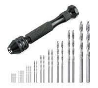 Saipor Juego de brocas manuales de precisión con 25 brocas micro de giro para bolígrafo, taladro de mano, fabricación de joyas, modelo de trabajo DIY