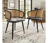 Sairedel 2 sillas de comedor, sillas con respaldo de ratán, cojín del cojín, cómodo y transpirable, estilo moderno y sencillo,