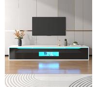 Sairedel Hochglanz-Schrank - Armario de TV con color blanco y negro que cambia de color con iluminación LED