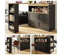 Sairedel Mesa barbuda de 360 ° (cuerpo principal 105 x 39 x 102 cm) con 4 cajones y bandejas abiertas para comedor/sala de trabajo/sala de estar, etc.