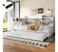 Sairedel Sofá cama Daybed, 90 x 200 cm, cabecero con compartimento de almacenamiento, extraíble, sin colchón,