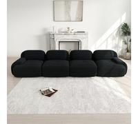 Sairedel Sofá de 4 plazas de pana suave con funda ergonómica 32D altamente elástica, empaquetada al vacío, combinable, color negro