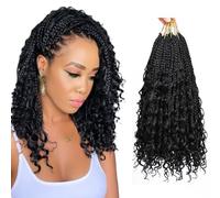 Saisifen 8 Paquetes Boho Diosa Caja Trenzas Crochet Cabello para Mujeres Negras, Pre-looped Bohemio Micro Trenzas Con El Pelo Rizado 1B Negro 12 Pulgadas(30cm)
