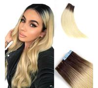 Saisifen Cinta En Extensiones De Cabello 1bT613 Ombre Negro a Rubio Recto Pu Extensiones De Cabello Humano 20 piezas 50g/paquete 16 Pulgadas(40cm)