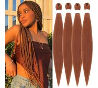 SAISIFEN Extensiones De Cabello Trenzado Preestirado para Mujer 4 Piezas/Lote Largo Yaki Recto Agua Caliente Ajuste Caja De Trenzas De Ganchillo Kanekalon Pelo Sintético 90g/Pieza 66 CM #30