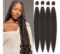 SAISIFEN Extensiones De Cabello Trenzado Preestirado para Mujer 4 Piezas/Lote Largo Yaki Recto Agua Caliente Ajuste Caja De Trenzas De Ganchillo Kanekalon Pelo Sintético 90g/Pieza 66 CM #4