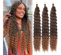 Saisifen Ocean Wave Crochet Hair for Black Women 3 Bundles Ombre Colorful Goddess Boho Braids Extensions Synthetic Curly Braiding Hair 61 cm(24 Inch) #T30