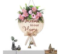 Saisonales Willkommensschild Aus Holz Mit Windspiel - Dekorative Wanddekoration & Türschild Für Die Haustür | Rustikale Begrüßung Für Familie & Freunde, 50x30cm, Wetterbeständig & Robust