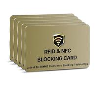 SaiTech IT Tarjeta de bloqueo RFID, una tarjeta protege toda la cartera, NFC sin contacto, tarjeta de débito bancario, tarjeta de crédito, bloqueador de tarjetas de identificación ATM, Dorado, 5 Pcs