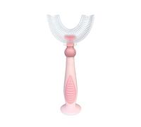 SAITS Cepillos de dientes manuales en forma de U para niños de 2 a 6 años, cepillo de dientes de silicona mejorado, cepillo de dientes más cómodo para niños con funda de viaje. (rosa)