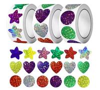 Saituo Home 1500 Piezas Pegatinas de Redondas, Estrellas Brillantes y Amor, Pegatinas de Purpurina para Recompensas Infantiles en la Escuela y Aulas, Pegatina de Amor para Decoración de Fiestas