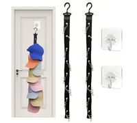 Saituo Home 2 Piezas Organizador Gorras Negro,Práctico Colgar Gorras,Colgador Gorras 8 Clips,Porta Gorras con 2 Ganchos Adhesivos Adecuado para Bufandas,Corbatas,Toallas