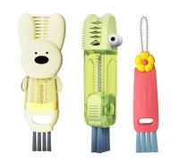 Saituo Home 3 Piezas 3 en 1 Cepillo Limpieza, Limpiezas de Tapa de Taza, Cepillo de Limpieza, Set Multifuncional de Cepillos para Botellas y Tazas, Limpia Botellas (Flores, Conejo y Cocodrilo)