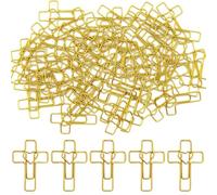 Saituo Home 50 Piezas Clip Corazón y Cruz Huecos, Clips Dorados Decorativos | Diseño en Forma de Cruz Símbolo Cristiano, Estructura Resistente, No Daña el Papel, Clips Oficina para Diarios, Scrapbooking