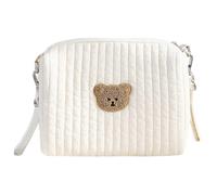 Saituo Home Bolso Carro Bebe de Pañales Portátiles, 25x17 x10CM, Pañaleras para Bebes con Cremallera, Bolso de Cambio, Mini Bolsas de Hombro, Diseño de Oso, Bolsa de Viaje Portátil para Madres (B)