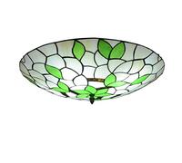 SAIVITT Lámpara de techo vendimia antiguo Plafones de sala de estar Pantalla de vidrio blanco Hojas verdes colgante Dormitorio luces decorativas mediterránea, araña de comedor Nórdico moderno (40cm)