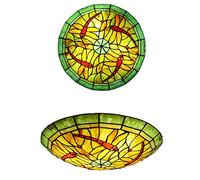 SAIVITT Rústico Lámpara de Techo Tradicional Estilo 40cm Lámpara de Salón Antigua LED E27 Plafones de Cristal Verde Rústico Luz Mediterránea colgante Moderna para Oficina, Dormitorio, Comedor, Cocina