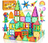 SaiXuan 50 PCS Bloques Magnéticos, Incluye Piezas Magnéticas de Colores Cuadradas y Triangulares, Fuerte Adhesión Magnética, con Bolsa de Almacenamiento y Manual, Regalo Ideal para Niños de 3 Años