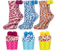 SaiXuan Caja de Calcetines en Forma de Pastel - 3 Pares (Rosa Claro, Amarillo, Azul Claro) - Regalo Navidad para Mujer, Calcetines Divertidos y Suaves, Talla Única 36-42