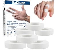 SaiXuan Cinta para Dedos,Paquete de 6 Rollos Finger tape(1,5 cm x 10 m)Finger Tape, para Baloncesto, Voleibol, Protección de Articulaciones,Escalada, Entrenamiento de Fuerza y Artes Marciales (Blanco)