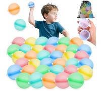 SaiXuan Globos de Agua Reutilizables 36 Piezas, Bolas de Agua de Silicona 5 cm con Cierre de Clip, Juegos de Agua para Niños, Piscina, Playa, Jardín y Fiesta de Verano