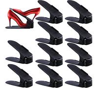 SaiXuan - Juego de 10 soportes y apiladores de zapatos ajustables, organizador de ahorro de espacio, color negro