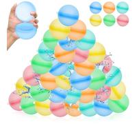 SaiXuan Juego de 36 Bolas de Agua, Globos de Agua Reutilizables, Bombas de Agua de Silicona para Juegos Extremos - Diversión de Verano para Adolescentes y Adultos Batallas