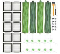 SaiXuan Kit de Recambios para Roomba iRobot i3/i3+, i4, i6/i6+, i7/i7+, i8/i8+, E5 E6 E7 - 2 Juegos de Rodillos, 10 Filtros, 10 Cepillos Laterales, 10 Tornillos, Cepillo de Limpieza y Destornillador