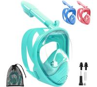 SaiXuan Máscara de Snorkel Infantil XS - Máscara de Buceo para Niños con Vista Panorámica 180°, Antivaho y Antifugas, con Bolsa de Malla, Soporte para Cámara y Accesorios (Verde)