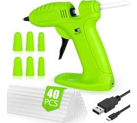 SaiXuan Pistola de Silicona Caliente Inalámbrica, Batería Recargable de 2600mAh, Incluye 40 Barras de Silicona, 6 Fundas de Silicona para Dedos y Cable USB, para Manualidades y Reparaciones