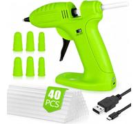 SaiXuan Pistola de Silicona Caliente Inalámbrica, Batería Recargable de 2600mAh, Incluye 40 Barras de Silicona, 6 Fundas de Silicona para Dedos y Cable USB, para Manualidades y Reparaciones