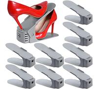 SaiXuan Set de 10pcs Organizadores de Zapatos, Soporte de Calzado de Altura Ajustable, Zapatero Simple, Adecuada para Mujeres y Hombres, Ahorra Espacio (Gris)