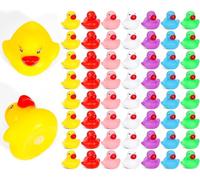 SaiXuan Set de 56 Patitos de Goma - Mini Patitos Pequeños en 7 Colores (Amarillo, Rojo, Verde, Azul, Rosa, Violeta y Blanco) - Patitos de Goma Baño Bebé para Bañera, Piscina, Fiesta y Decoración