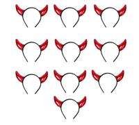 Saiyana 10 horquillas para el pelo de lolita oscura, diseño de calavera de diablo, para mujeres elegantes (cuerno grande de poliuretano rojo)