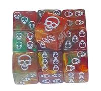 Saiyana 10 piezas acrílico 6 lados redondos esquinas patrón cráneo juegos de rol dados para juego de mesa aula enseñanza fácil de usar patrón de cráneo accesorios de juego de mesa para juegos de rol