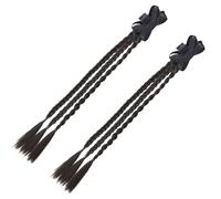 Saiyana 2 horquillas trenzadas para el pelo con forma de cola de caballo, pinzas para el pelo para fiestas, color negro natural