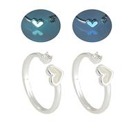 Saiyana 2 Piezas Anillos Ajustables Corazón Luminoso Compromiso Y2K Joyería Estética Material de Aleación Regalo para Mujeres y Niñas Anillos Oscuro Luminosos