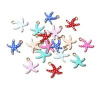 Saiyana 20 piezas coloridas estrellas de mar colgantes accesorios de joyería accesorios de acero inoxidable textura joyería colgante para la fabricación de joyas