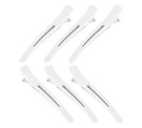 Saiyana 6 clips de pelo para mujer, cinta de silicona profesional, rodillo de pato, clip para salón y hogar (blanco)