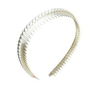 Saiyana Bandas para la cabeza de plástico delgadas con peine de dientes para cabello de mujer, accesorios de moda (beige)