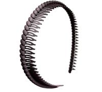Saiyana Bandas para la cabeza de plástico fino con peine para cabello de mujer, accesorios de moda (café profundo)
