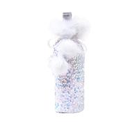 Saiyana Bolsa de cubierta de botellas de vino de Navidad con lentejuelas reversibles con cordón de felpa para envolver botellas regalo