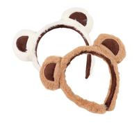 Saiyana Bonita diadema de oso de peluche para mujer, lavado facial, fiesta de cumpleaños, reunión, sombrero, escuela, Ve(caqui, blanco roto)